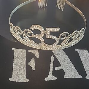 35th Birthday Sash and tiara 35 & Faboulous black and silver sash